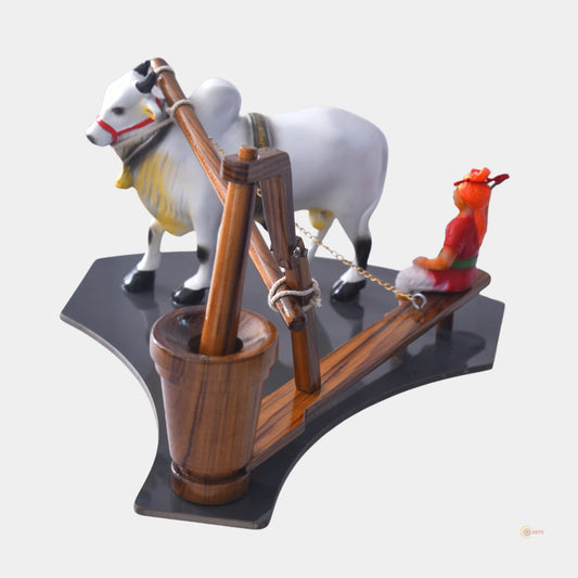 Handcrafted Wooden Ganuga (Bull-Driven Oil Mill)