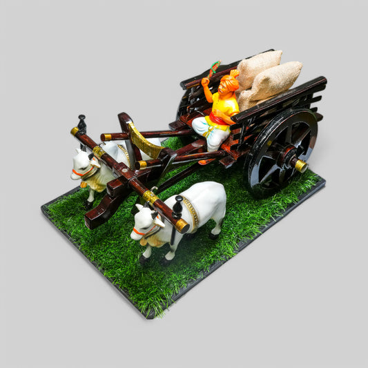 Dark brown bullock cart gift setup - Medium