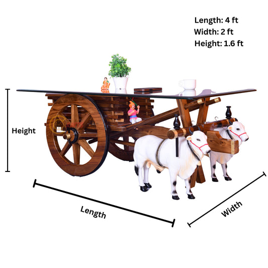 Teakwood Bullock Cart Teapoy - Standard