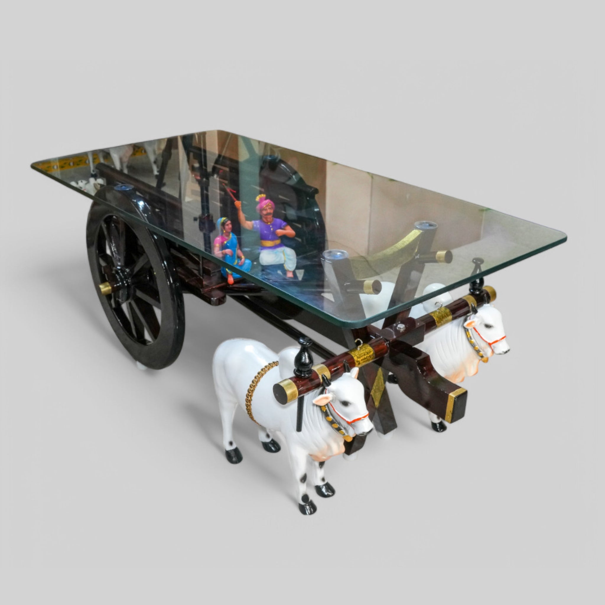 Dark Brown Bullock Cart Teapoy - Standard