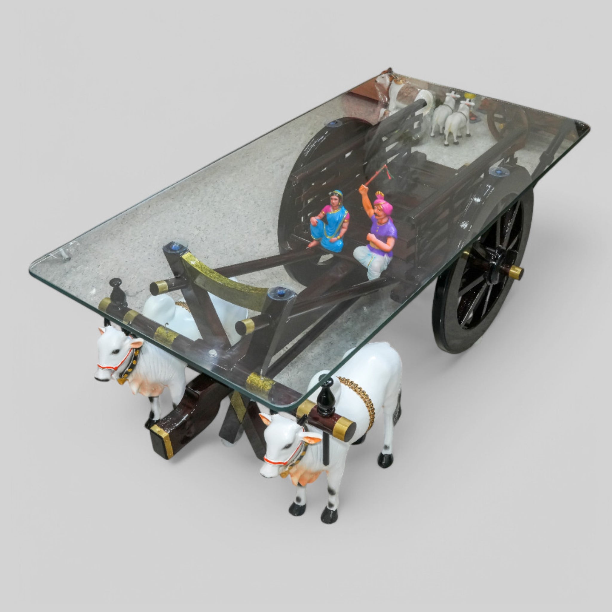Dark Brown Bullock Cart Teapoy - Standard