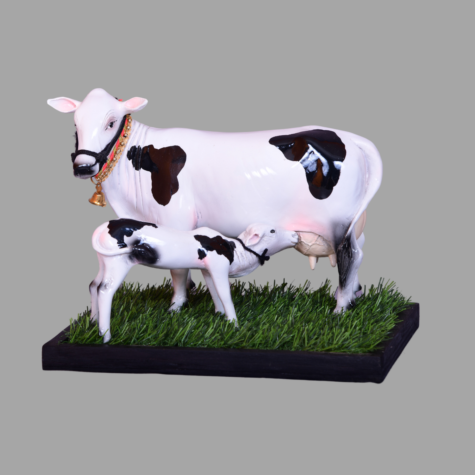 Large Black & White Ceramic Cow & Calf Pair - Table Decoration Figurines