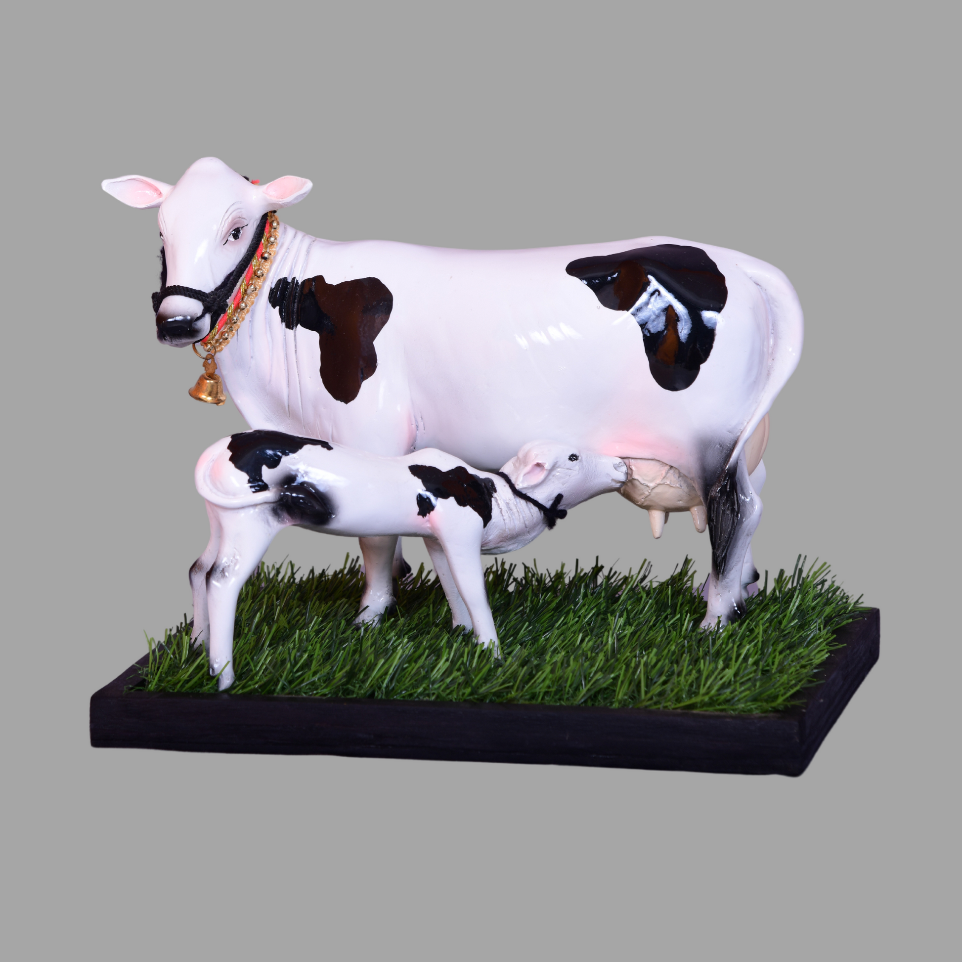 Large Black & White Ceramic Cow & Calf Pair - Table Decoration Figurines