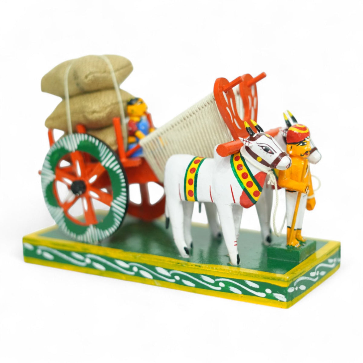 Kondapalli Bullock Cart — handcrafted wooden diorama scene, main view