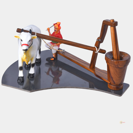 Handcrafted Wooden Ganuga (Bull-Driven Oil Mill)