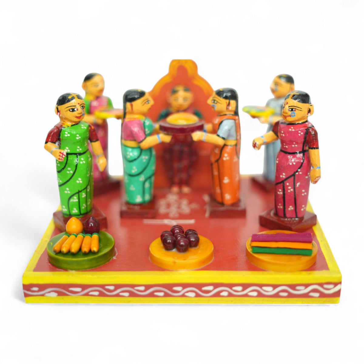Kondapalli Seemantham (Baby Shower) Set — handcrafted wooden diorama scene, view 2