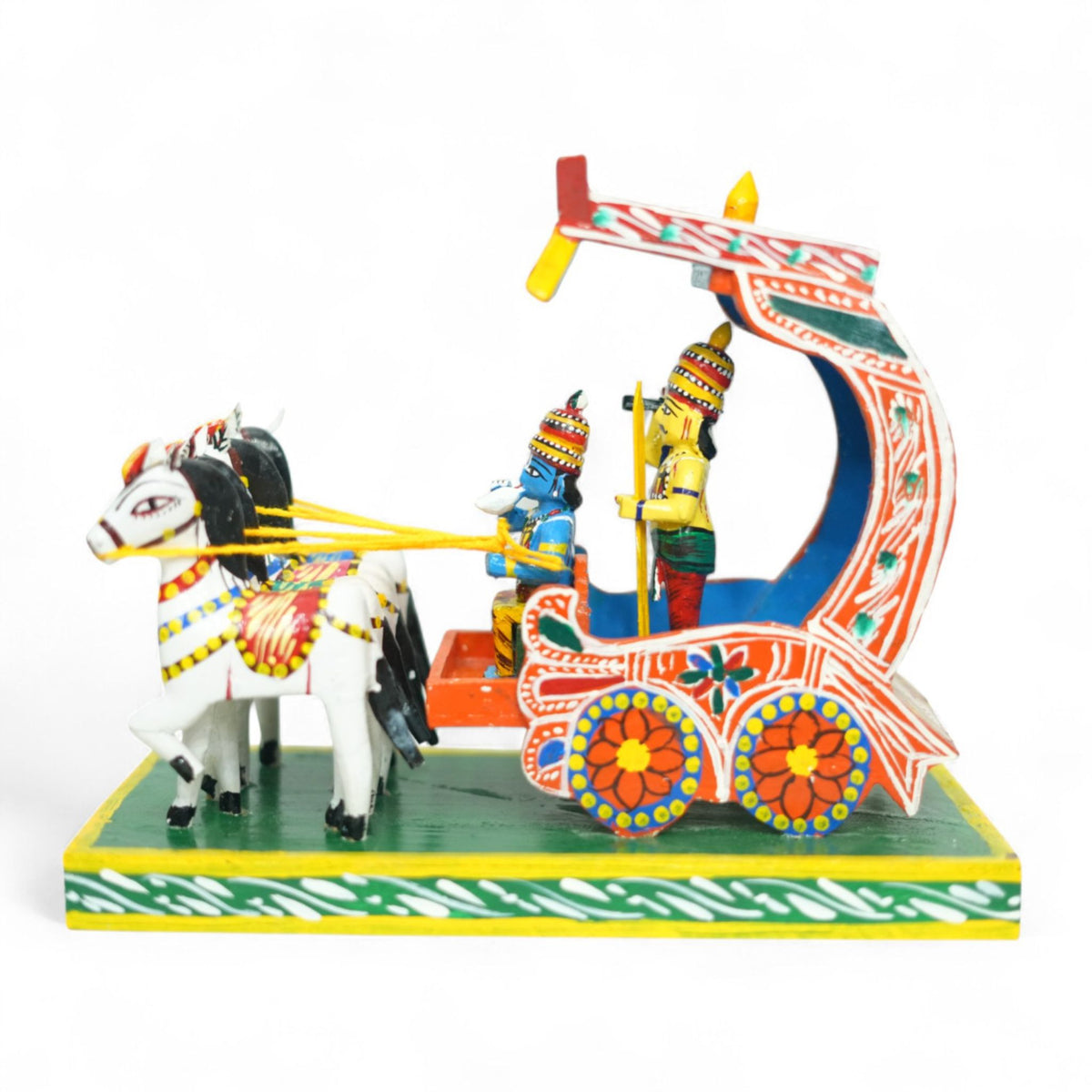 Kondapalli Krishna Arjuna Chariot — handcrafted wooden diorama scene, main view