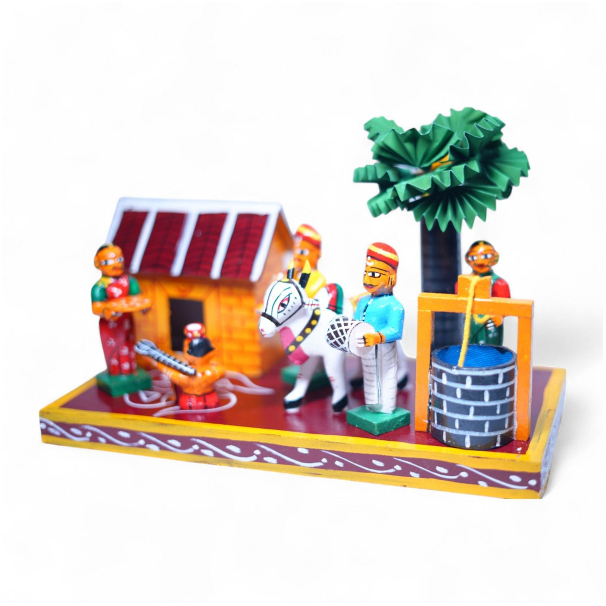 Kondapalli Sankranthi Haridasu Village Set — handcrafted wooden diorama scene, view 2