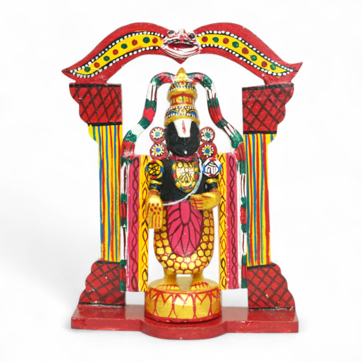 Kondapalli Lord Venkateswara (Balaji) Swami — handcrafted wooden diorama scene, main view