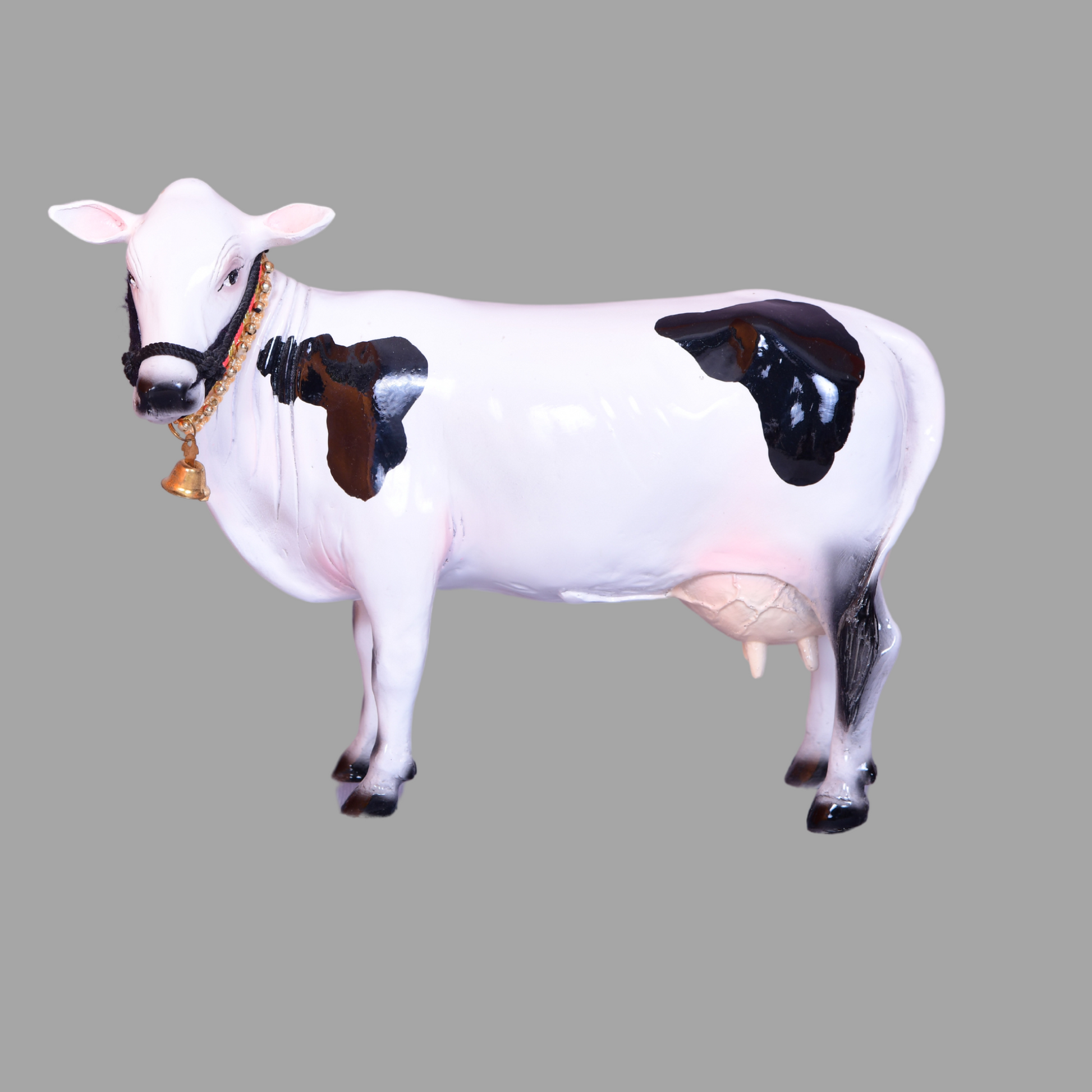 Large Black & White Ceramic Cow & Calf Pair - Table Decoration Figurines