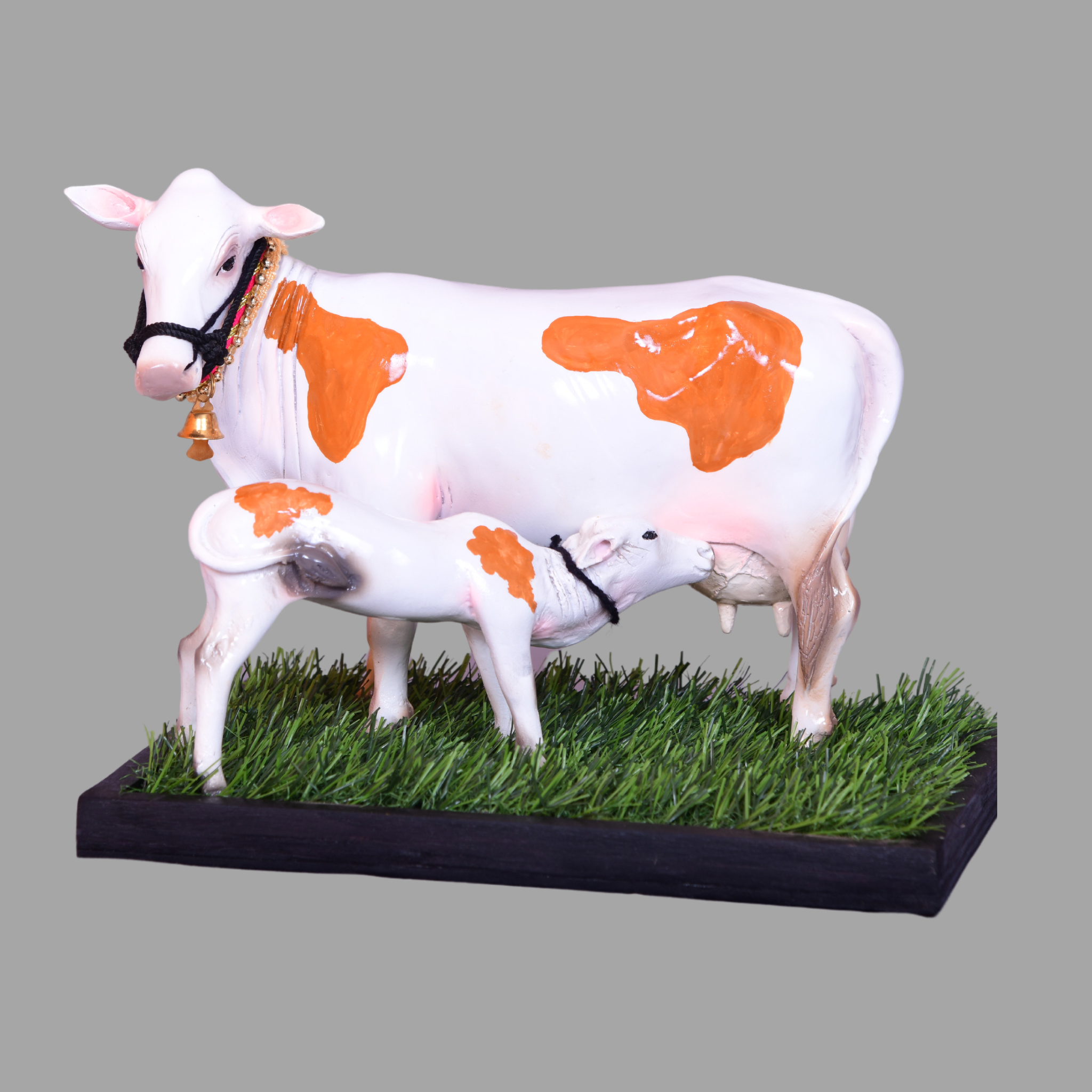 Large White & Orange Cow & Calf Pair - Table Decoration Figurines