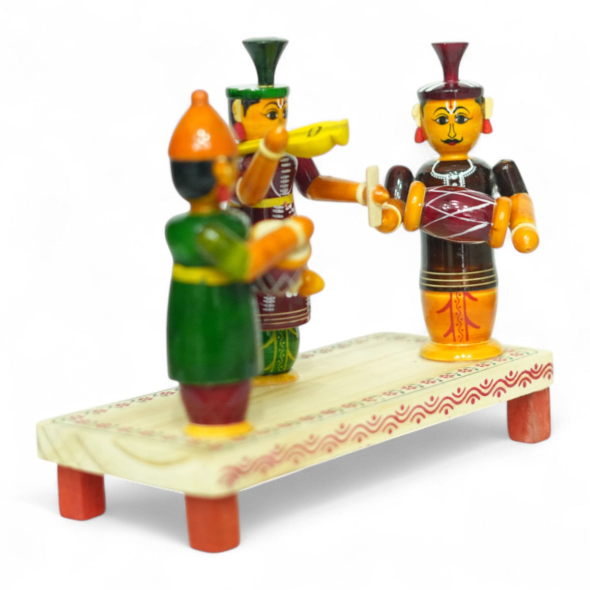 Etikoppaka Burrakatha (Musical Trio) Set — handcrafted Etikoppaka lacquerware, view 2