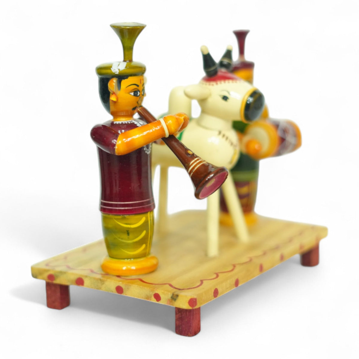 Etikoppaka Wooden Gangireddu Folk Set — handcrafted Etikoppaka lacquerware, view 2