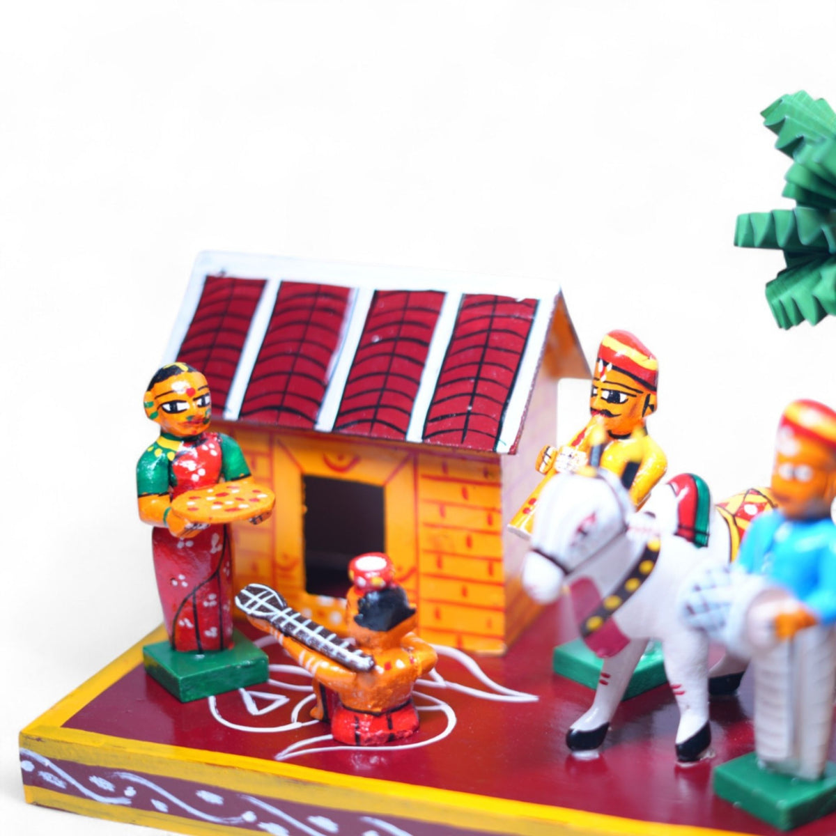 Kondapalli Sankranthi Haridasu Village Set — handcrafted wooden diorama scene, view 3
