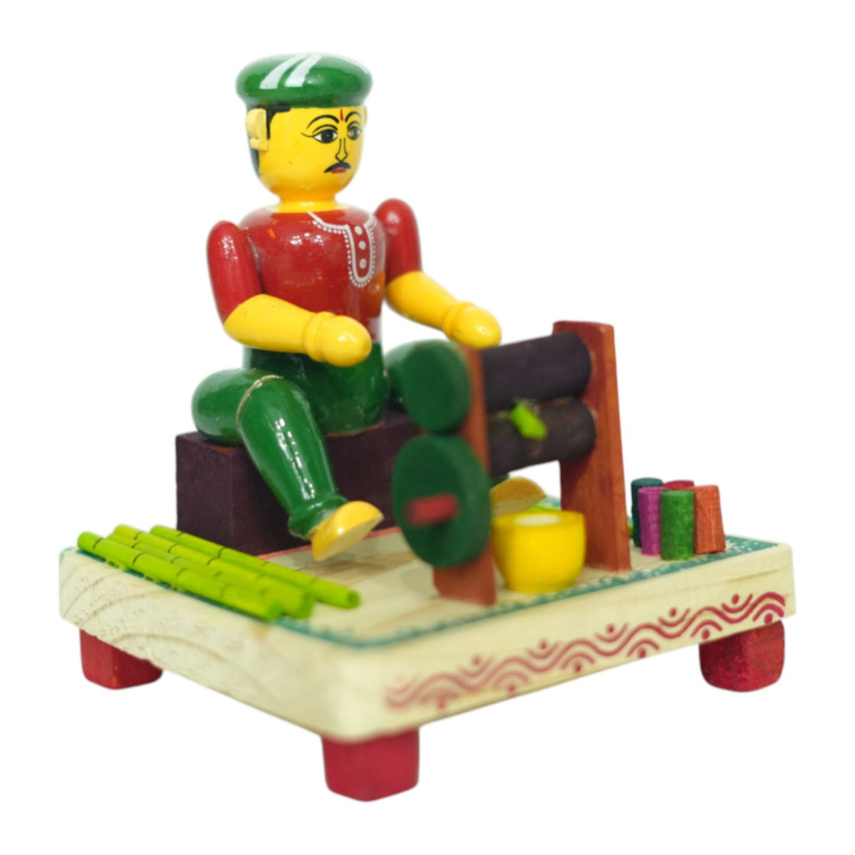 Etikoppaka Wooden Sugarcane Crusher Toy — handcrafted Etikoppaka lacquerware, view 3