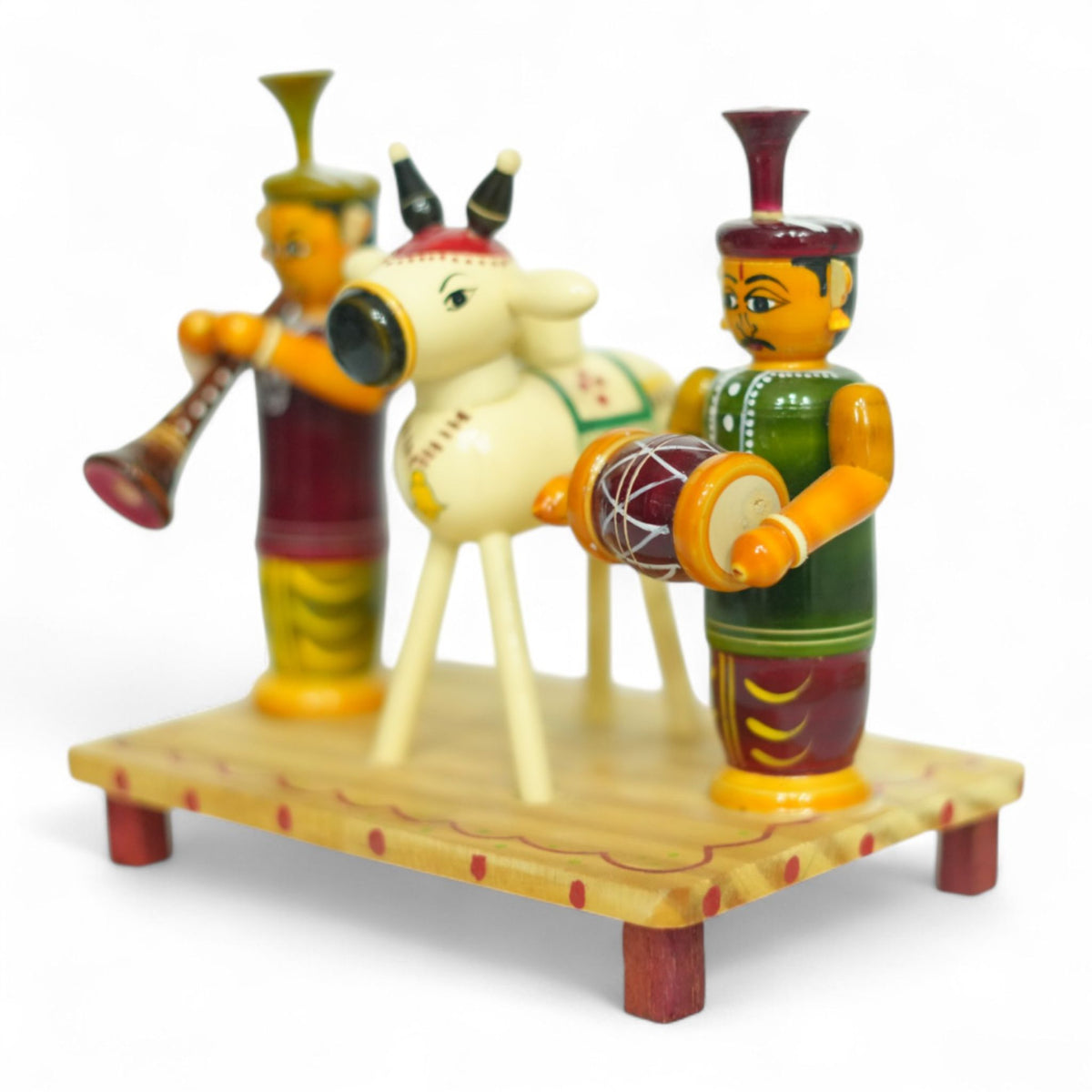 Etikoppaka Wooden Gangireddu Folk Set — handcrafted Etikoppaka lacquerware, view 3