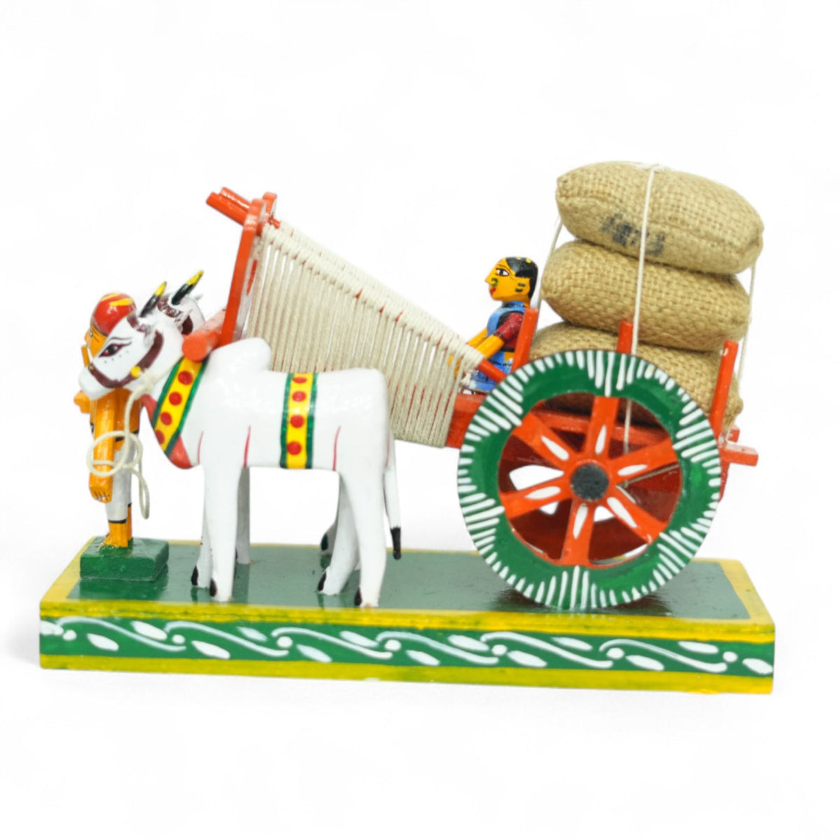 Kondapalli Bullock Cart — handcrafted wooden diorama scene, view 2