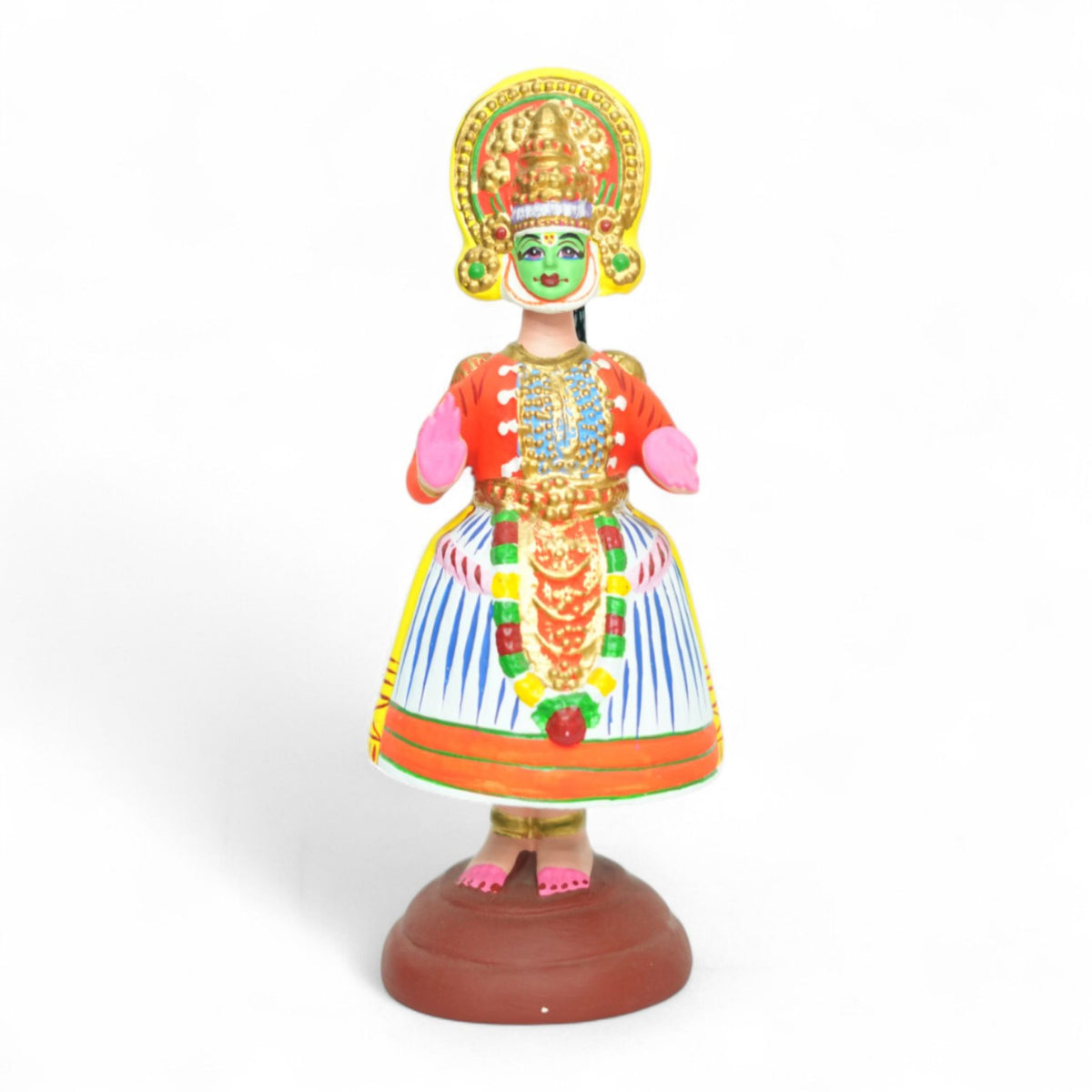 Kondapalli Kathakali Dancer Pair — handcrafted wooden diorama scene, view 3