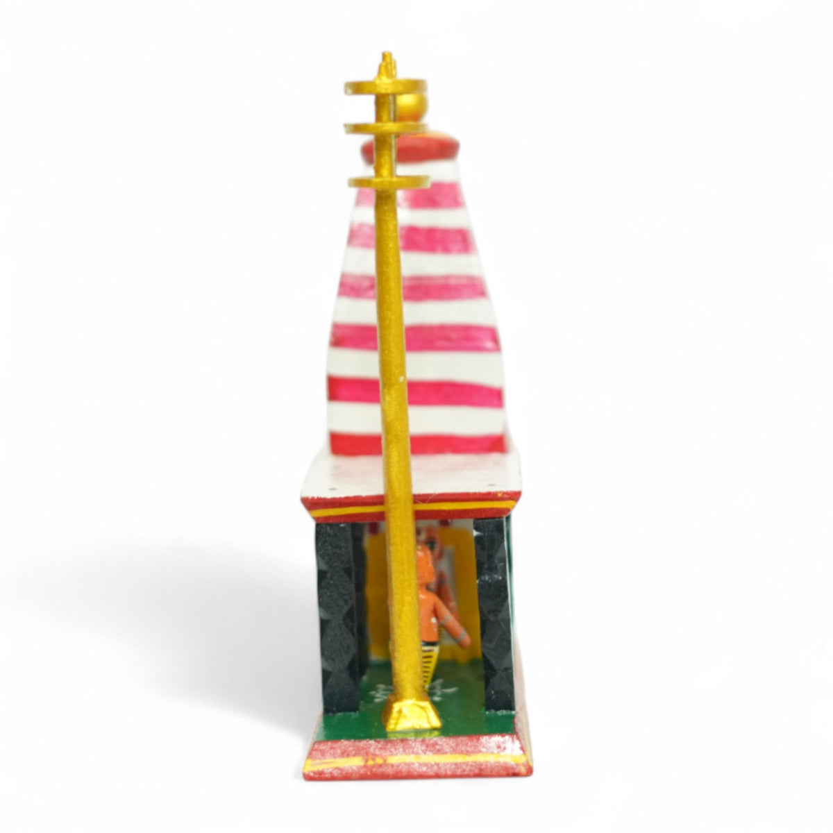 Kondapalli Temple Mandapam with Priest — handcrafted wooden diorama scene, view 3