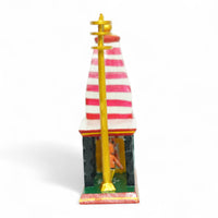 Kondapalli Temple Mandapam with Priest — handcrafted wooden diorama scene, view 3