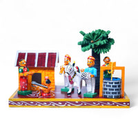 Kondapalli Sankranthi Haridasu Village Set — handcrafted wooden diorama scene, main view