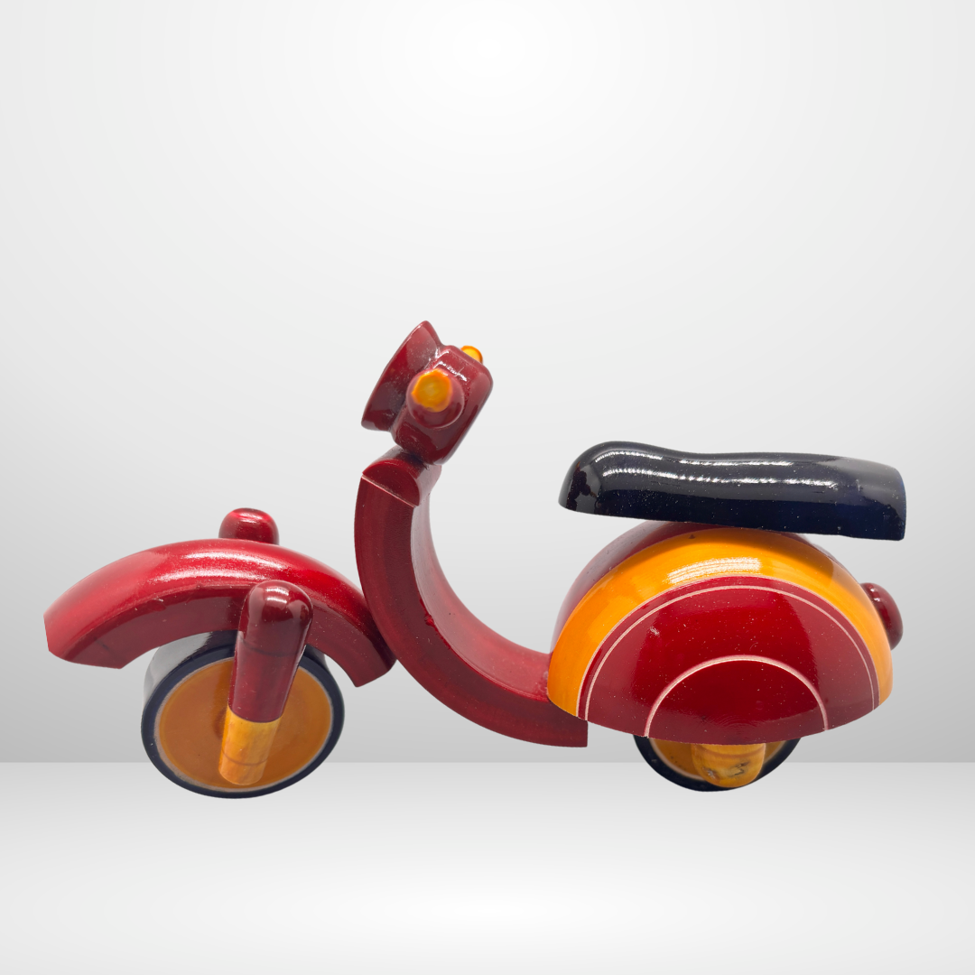 Etikoppaka Handmade Wooden Scooter Toy — handcrafted Etikoppaka lacquerware, main product photo