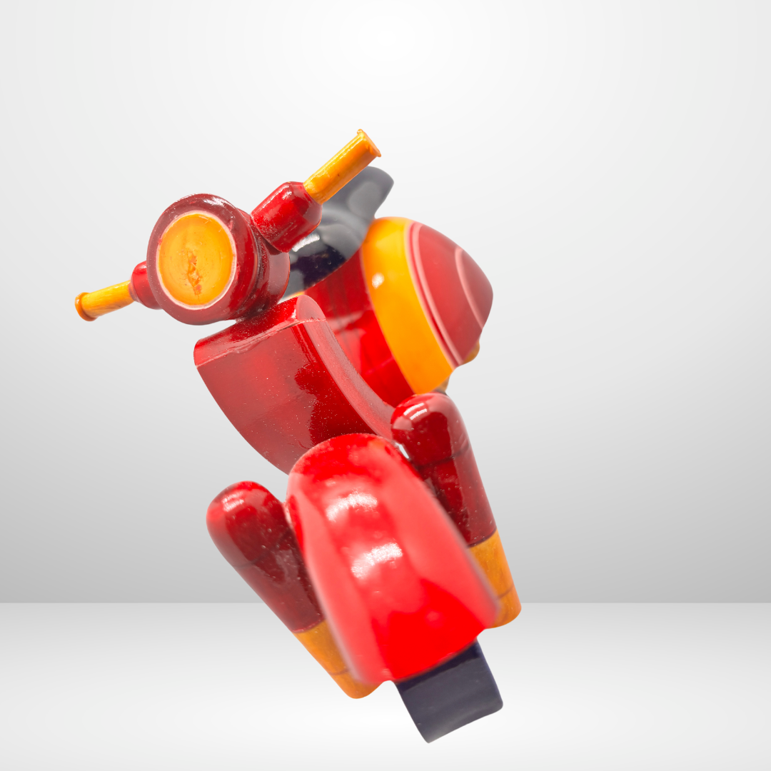 Etikoppaka Handmade Wooden Scooter Toy — handcrafted Etikoppaka lacquerware, view 2