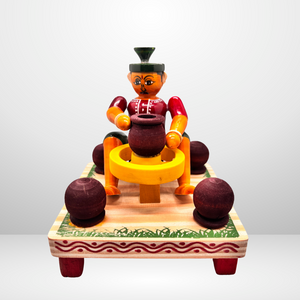 Handcrafted Etikoppaka Wooden Pot Seller Men | Traditional Indian Figurine for Home Décor & Gifts | Eco-Friendly Showpiece