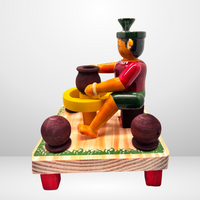 Etikoppaka Wooden Pot Seller Figurine — handcrafted Etikoppaka lacquerware, view 3