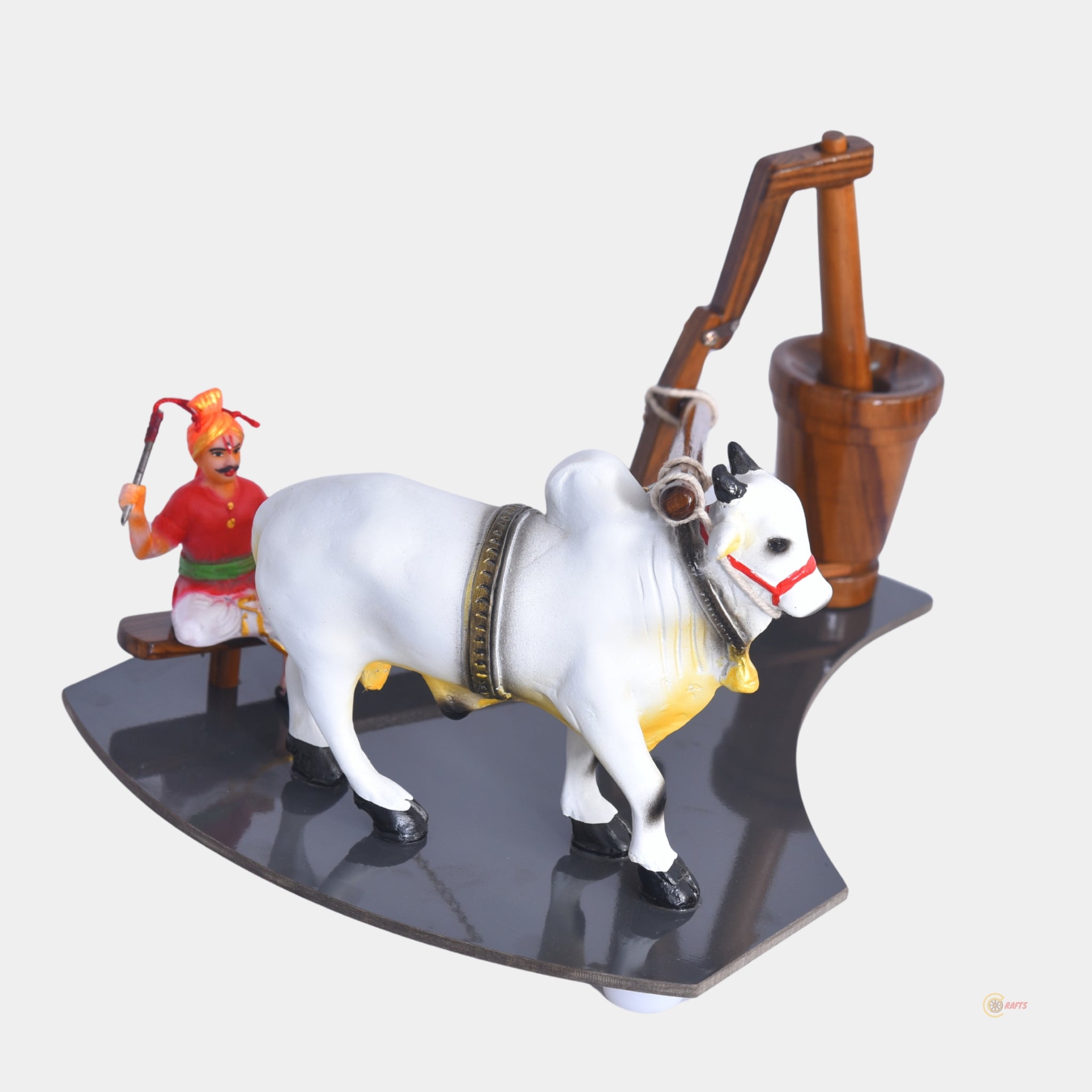 Handcrafted Wooden Ganuga (Bull-Driven Oil Mill)