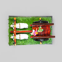 Dark Brown Bullock Cart Gift Set – Small — styled with bulls and farmer figure on grass base, view 4