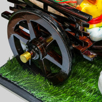 Dark Brown Bullock Cart Gift Set – Medium — styled with bulls and farmer figure on grass base, view 7