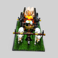 Dark Brown Bullock Cart Gift Set – Medium — styled with bulls and farmer figure on grass base, view 3