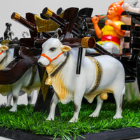 Dark Brown Bullock Cart Gift Set – Medium — styled with bulls and farmer figure on grass base, view 6