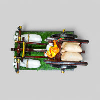 Dark Brown Bullock Cart Gift Set – Medium — styled with bulls and farmer figure on grass base, view 5