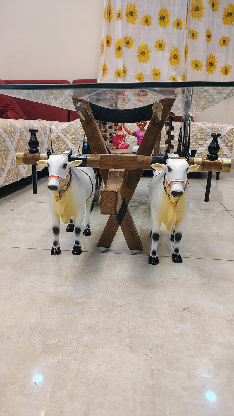 Close-up of the hand-painted bull figures