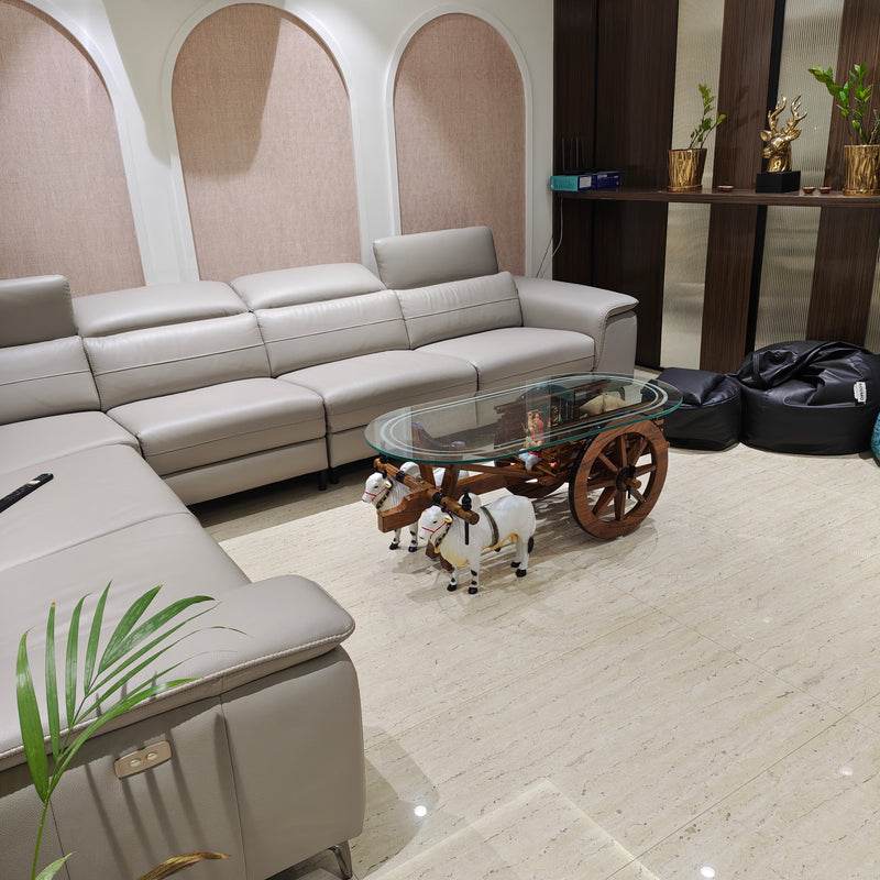 Bullock cart teapoy in a living room setting