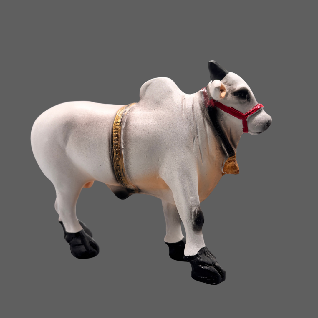 Small Fiber Ongole Bull Pair - Table Decoration Figurines