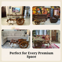 Real customer photos of the teak bullock cart teapoy in Indian living rooms