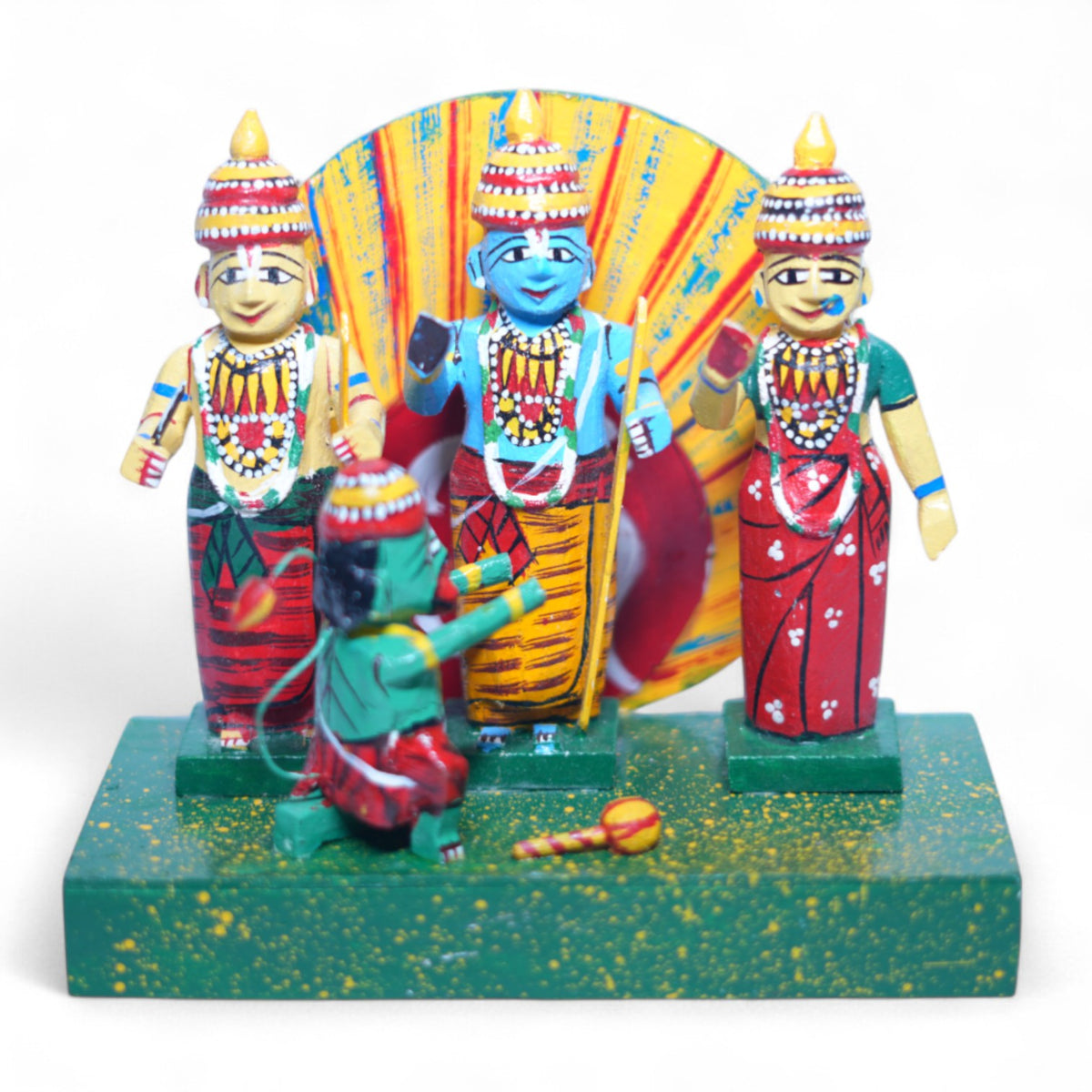 Kondapalli Sita Rama Pattabhishekam — handcrafted wooden diorama scene, main view