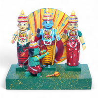 Kondapalli Sita Rama Pattabhishekam — handcrafted wooden diorama scene, main view