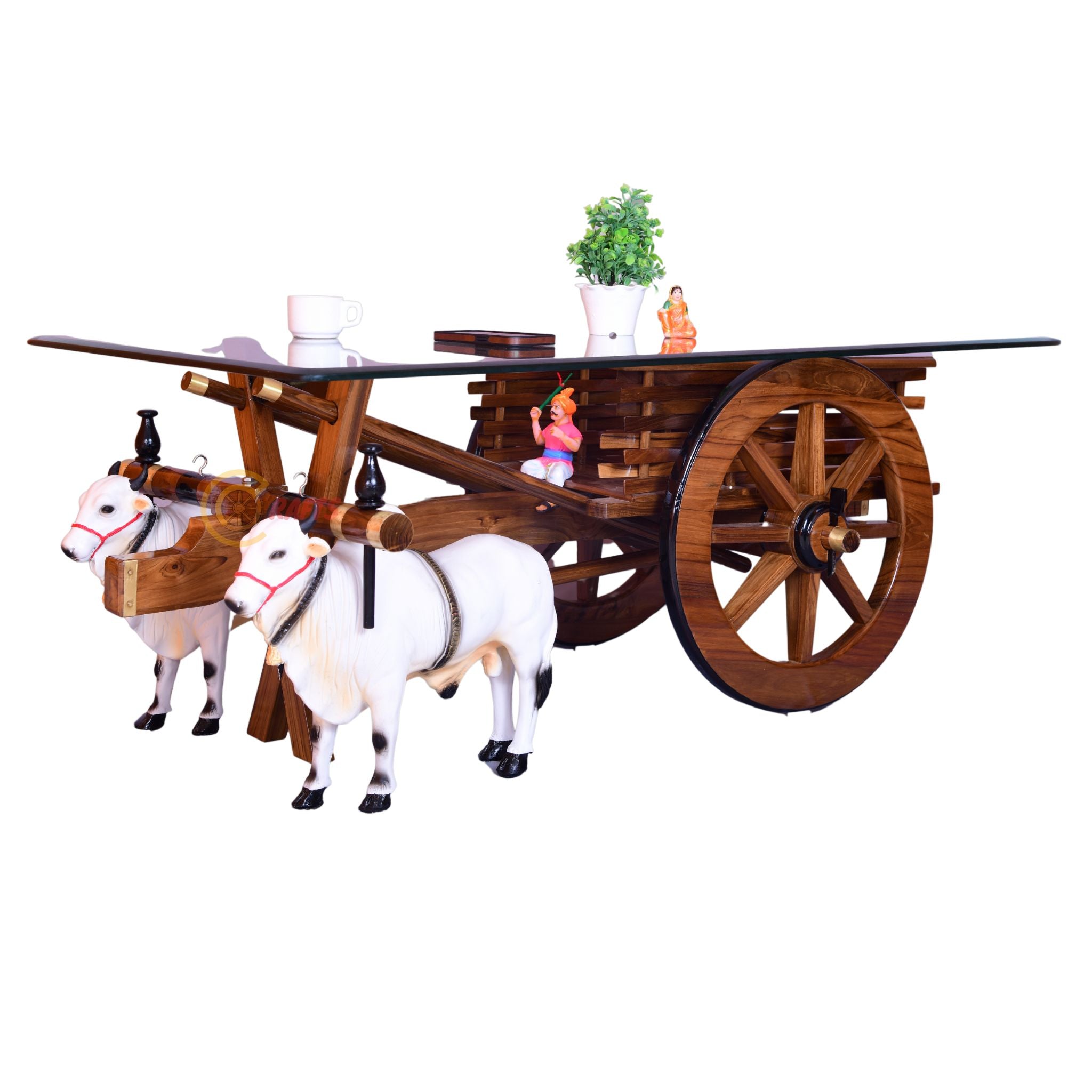 Teakwood Bullock Cart Teapoy - Standard