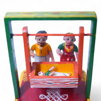 Kondapalli Barasala (Baby Cradle Ceremony) Set — handcrafted wooden diorama scene, view 2