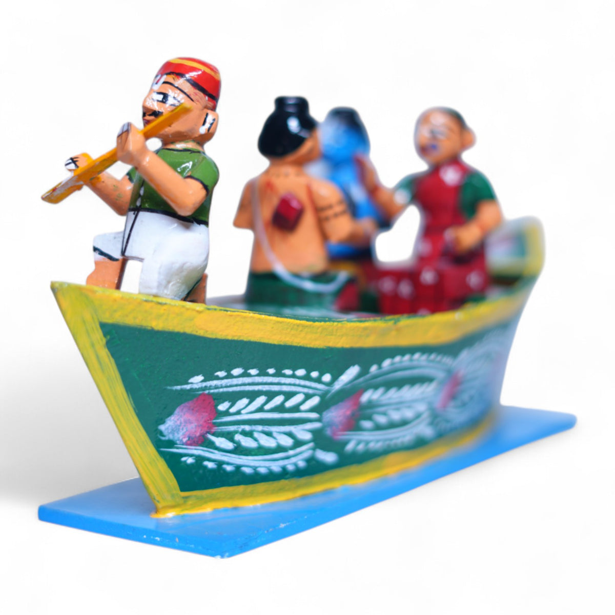 Kondapalli Rama Sita Lakshmana in Guhudu Boat — handcrafted wooden diorama scene, view 2