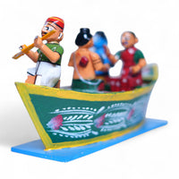 Kondapalli Rama Sita Lakshmana in Guhudu Boat — handcrafted wooden diorama scene, view 2