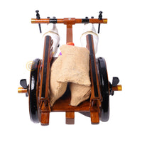 Teakwood Bullock Cart Set – Small — cart loaded with grain sacks