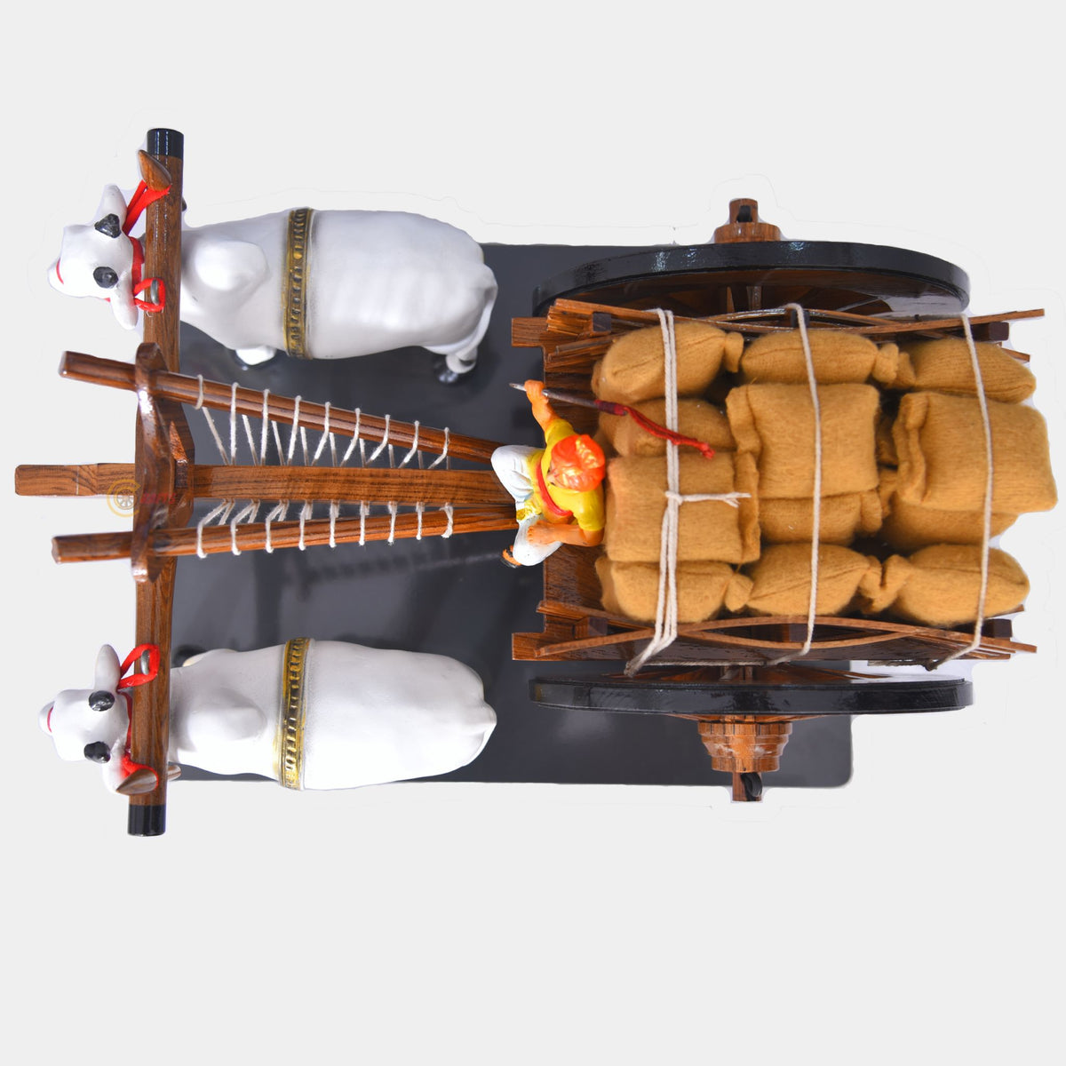 Teakwood Bullock Cart — cart loaded with grain sacks