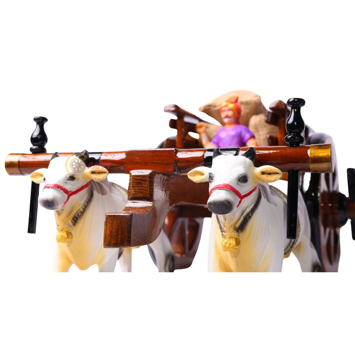Teakwood Bullock Cart Set – Small — close-up of the pair of bulls