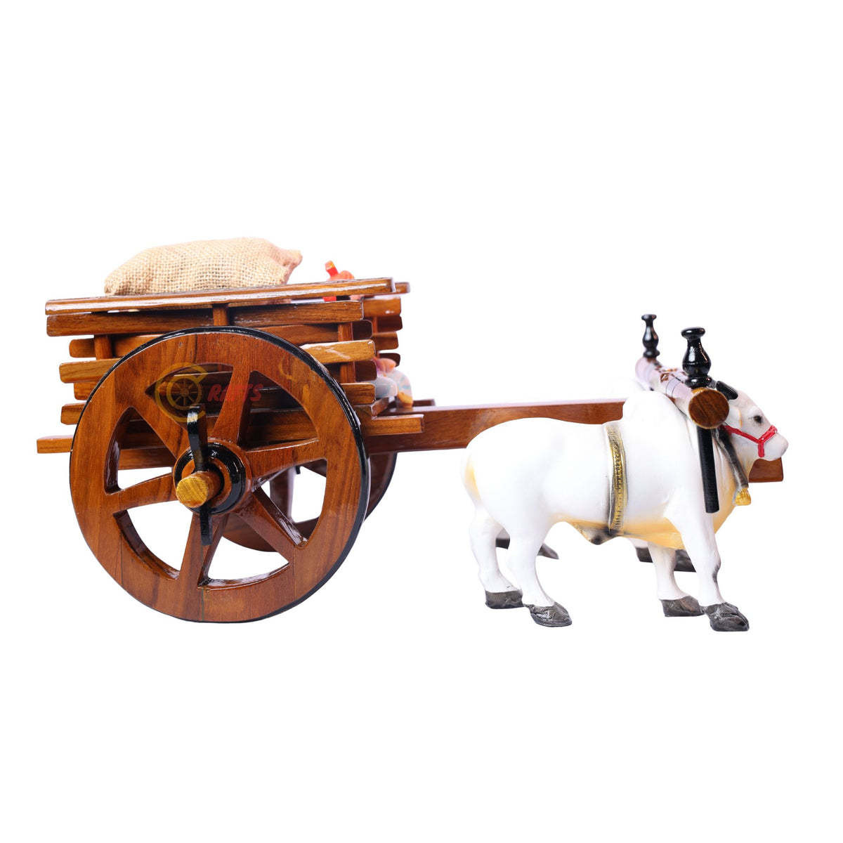 Teakwood Bullock Cart Set – Small — left-side view