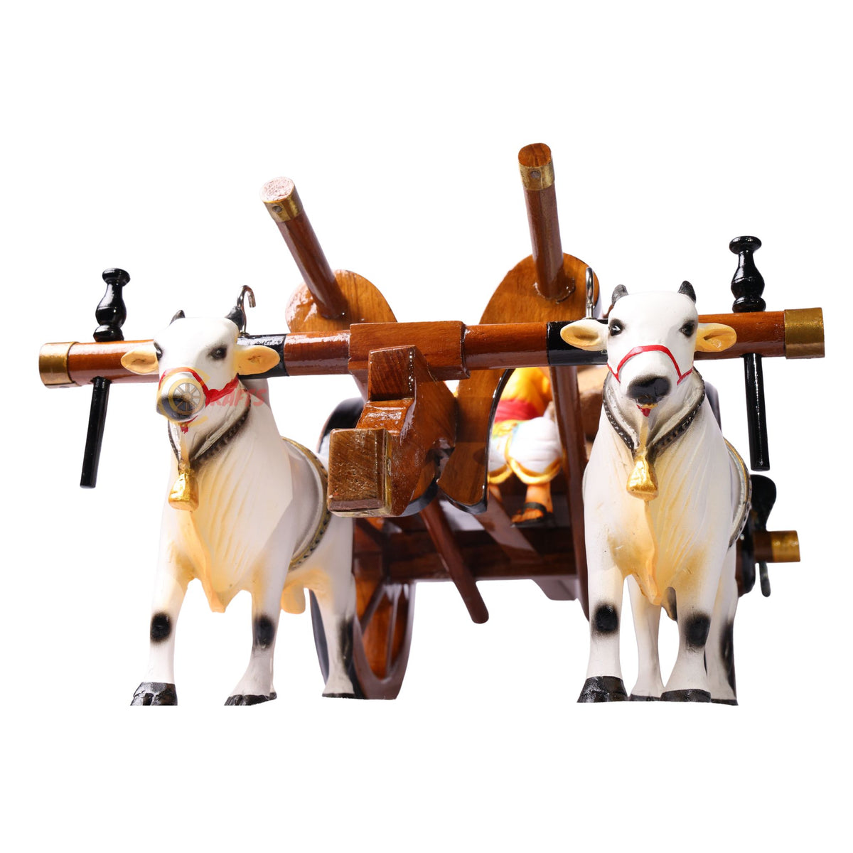 Teakwood Bullock Cart Set – Medium — close-up of the pair of bulls